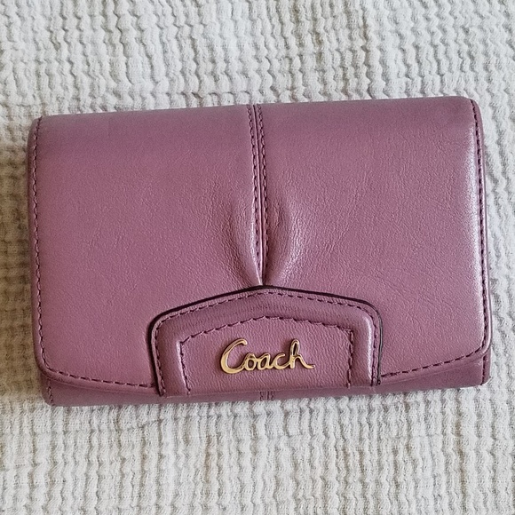 Coach Handbags - Coach Purple Leather Trifold Small Wallet